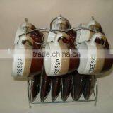 Porcelain Cup Holder With Iron Rack thumbnail-1