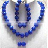 12mm Blue Lapis Lazuli Necklace Bracelet and Earring Set thumbnail-1