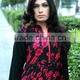 Black & Red Pakistan Digital Printed Kurti Frock Style Fancy Designer Kurti Designs HSD7815 thumbnail-4