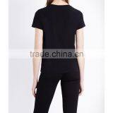 Wholesale Women Short Sleeves Black Front-printed T-shirt(DQE0073T) thumbnail-3