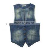 Stoned Washed Casual Denim Vests Wholesale thumbnail-1