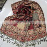 New Popular Russian Jacquard Classic Viscose Polyester Paisley Floral Pashmina Scarf for Lady thumbnail-2