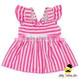 2017New Summer Children Striped Pink Flutter Sleeve Young Girl Separable Dress Top Kids Beach Clothes Swimwear thumbnail-1