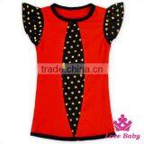 New Fashion Red And White Girl Cotton Shirt Flutter Sleeve Kids Tops For Summer Latest Design Girls Pearl Sleeve Top thumbnail-3