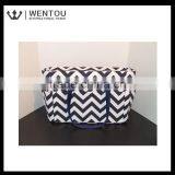 Navy Blue and White Stripe Chevron Print Diaper Bag thumbnail-3
