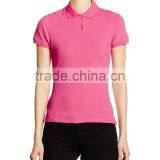 Women's Pique Two-button Placket Pink, Casual Polo Tee Shirt thumbnail-1