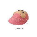 56cm Raffia Straw Braid Kids Sun Hats With Bear Image For Seashore thumbnail-1