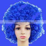Fashion Blue Football Fans Afro Wig thumbnail-1
