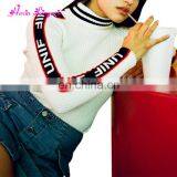 China Manufacturer White Tight Letters Printed Cashmere Knitted Sweater for Women thumbnail-1