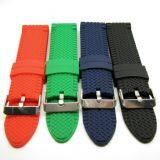 18 20 22 24mm Textured Stitch Silicone Rubber Watch Band Strap thumbnail-4