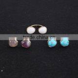 Hot New Round Genstone Ring Gold Plated Alloy Ring for Girls thumbnail-1