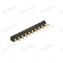Dnenlink 3.00mm Pitch Single Row H2.5mm Plane Contact Right Angle Female Header SMT Type PogoPin Header With Peg thumbnail-4