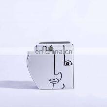 Modern Abstract Nordic Luxury Face Ceramic Flower Vase for Home Decor Accessories thumbnail-3