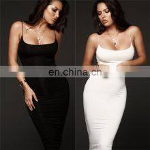 Wholesale Custom Halter Sexy Party Dress Fashion Casual Dress Sleeveless Full Slip Dress Slim Fit Solid Color Low-cut thumbnail-2