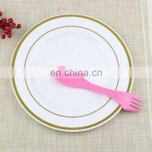 Heavyweight White With Gold Rim Wedding Party Plastic Plates thumbnail-5