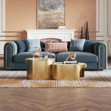 Divani Casa Living Room Furniture Modern Loveseat Luxury Fabric Sofa Set