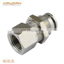 PMF Bulkhead Metal Pneumatic Fitting Joint Hose Connector Female Thread pt Npbt 1/8 1/4 3/4 thumbnail-2