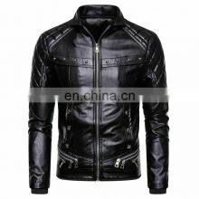 2022 Arrival Unisex Design Color Block Men Genuine Leather Jacket Custom High Quality Men Leather Jacket thumbnail-1