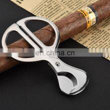 Luxurious Portable Cheap Wholesale Best Custom Logo Scissor Desk Silver Table Top Stainless Steel Cigar Cutter thumbnail-3