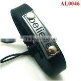 Unisex and Unique Bracelet Handmade With Alloy Words&genuine Leather AL0046 thumbnail-1