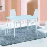 White Glass White Powder Coat Frame Dining Table thumbnail-1