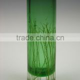 Sodalime Green solid color leadfree customized size special line straight cylinder glass vase