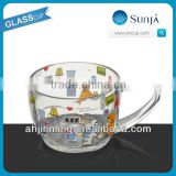 SH84 cartoon cat logo glass hot milk cup mugs heavy hot glass drinking milk handle mug cups