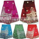 New Design African Blue Silk George Lace Indian George Lace With Sequins Fashion Design George Clothing thumbnail-2