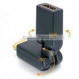 2015 Super Sell 180&360 Degree HDMI Adapter Male to Female Support 3D/ethernet/1080P With High Definition Rotating
