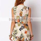 2016 Latest Summer Rural Style Low Neckline Floral Short Romper Womens Playsuit thumbnail-3