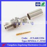 Reverse Polarity SMA Female Body With Male Pin Bulkhead Crimp 3D-FB Cable