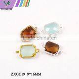 2016 New Design Hot Sale Zircon Faceted Pendant Glass Gold & Silver Bezel Paw Setting Gemstone Connectors for Jewelry Making. thumbnail-4