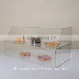 2 tiers clear ecxellent acrylic display shelf,acrylic bakery showcase,acrylic bakery display case