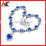 2012 Wholesale New Arrival Fashoin High Quanlity Unique Design Blue Heart Crystal Bracelet
