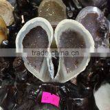 Natural Heart Shaped Two Pieces Agate Crystal Geode Small Sized Ornaments