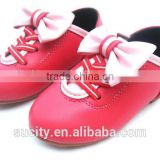 bowknot soft sole lovely lace baby leather shoes with bow