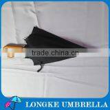 High Quality Fiberglass Ribs Plain Black Color Pongee Fabric Wooden Umbrella for Advertising thumbnail-4