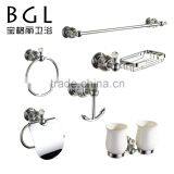 No.11300New Design Brass And Crystal Chrome Finishing 6pcs Accessories Bathroom Set thumbnail-1