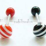 Stripe Candy Acrylic Tongue Rings Body Piercing Jewelry thumbnail-1
