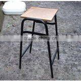 Retro Style Wooden Stool Wiith Steel Feet thumbnail-1