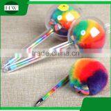 Funny School Office Stationery Mini Plastic Rainbow Hair Ball Roller Ball Point Pen thumbnail-2