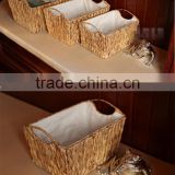 new style wholesales handmade woven water hyacinth make straw storage baskets sundries