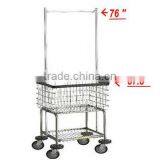 Laundry Cart Basket w/ Double Pole Rack thumbnail-1