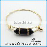 14k Gold Plated Multi Color Turquoise Gemstone Bangle thumbnail-4