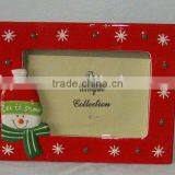 Ceramic Photo Frame With Snowman Design, Hand Painted. thumbnail-1