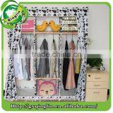 Solid Wood Simple Folding Oxford Fabric Wooden Clothes Wardrobe thumbnail-2