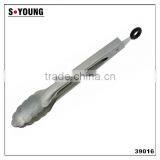 39016 9 Inch Stainless Steel Kitchen Tongs BBQ Grill Food Salad Tongs With Lock thumbnail-1