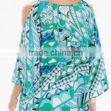 WOMEN'S SUMMER CHIFFON TASSELED COLD-SHOULDER TOP thumbnail-2