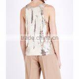 Wholesale Women Scoop Neck Sleeveless Sequin Embellished Relaxed Sequinned Top(DQE0175T) thumbnail-3