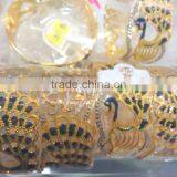 Peacock Design Enamel Broad Hand Carved Gold Plated BRACELET BANGLE KADA thumbnail-4